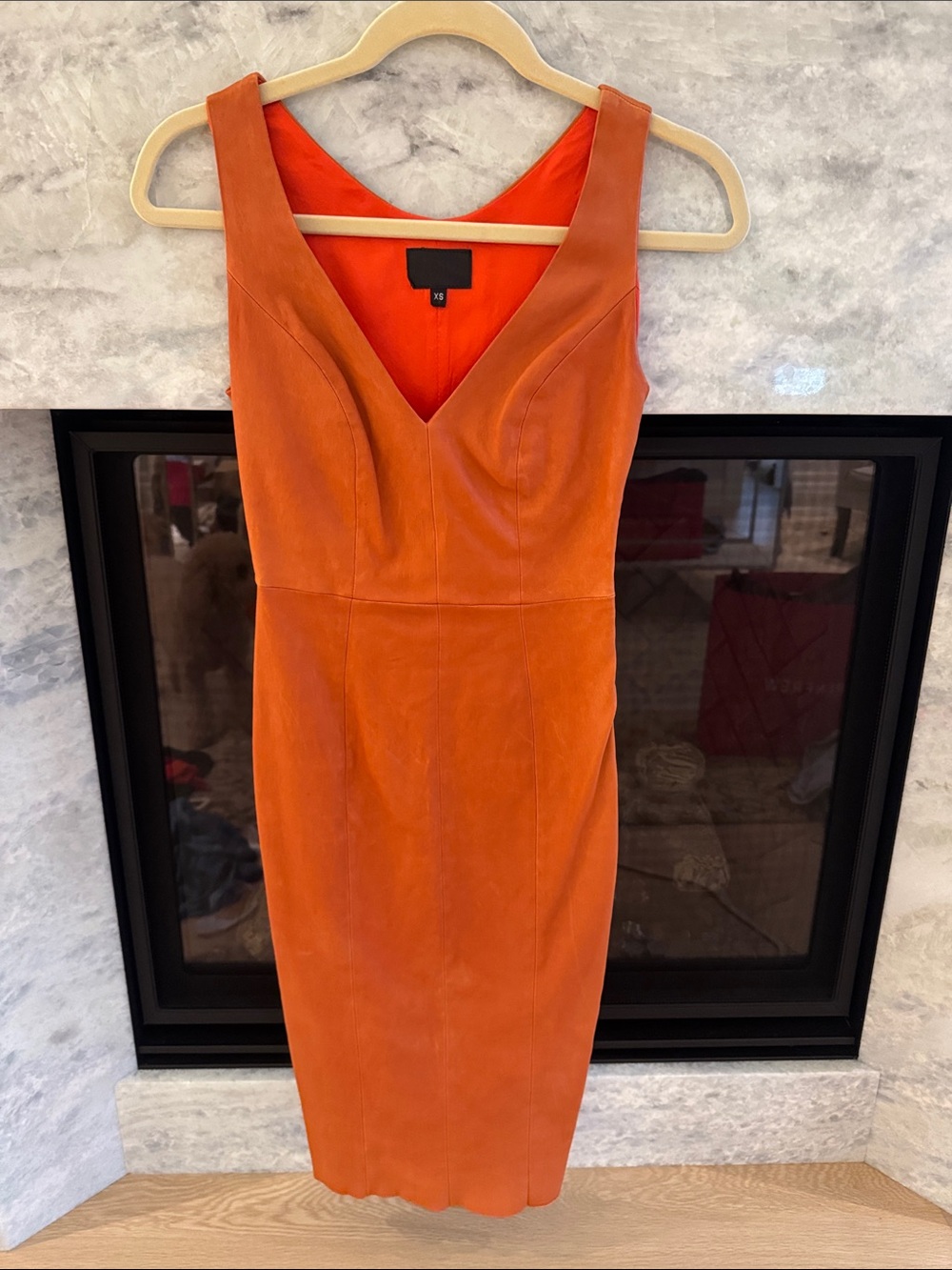 V-Neck Sleeveless Midi Dress in Vibrant Orange